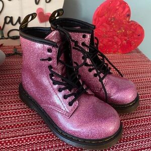 Dr. Martens Kids Pink Glitter Boots